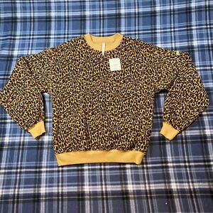 Fabletics Forever Fleece Crewneck Sweatshirt Wavy Cheetah Animal Print LS2253933
